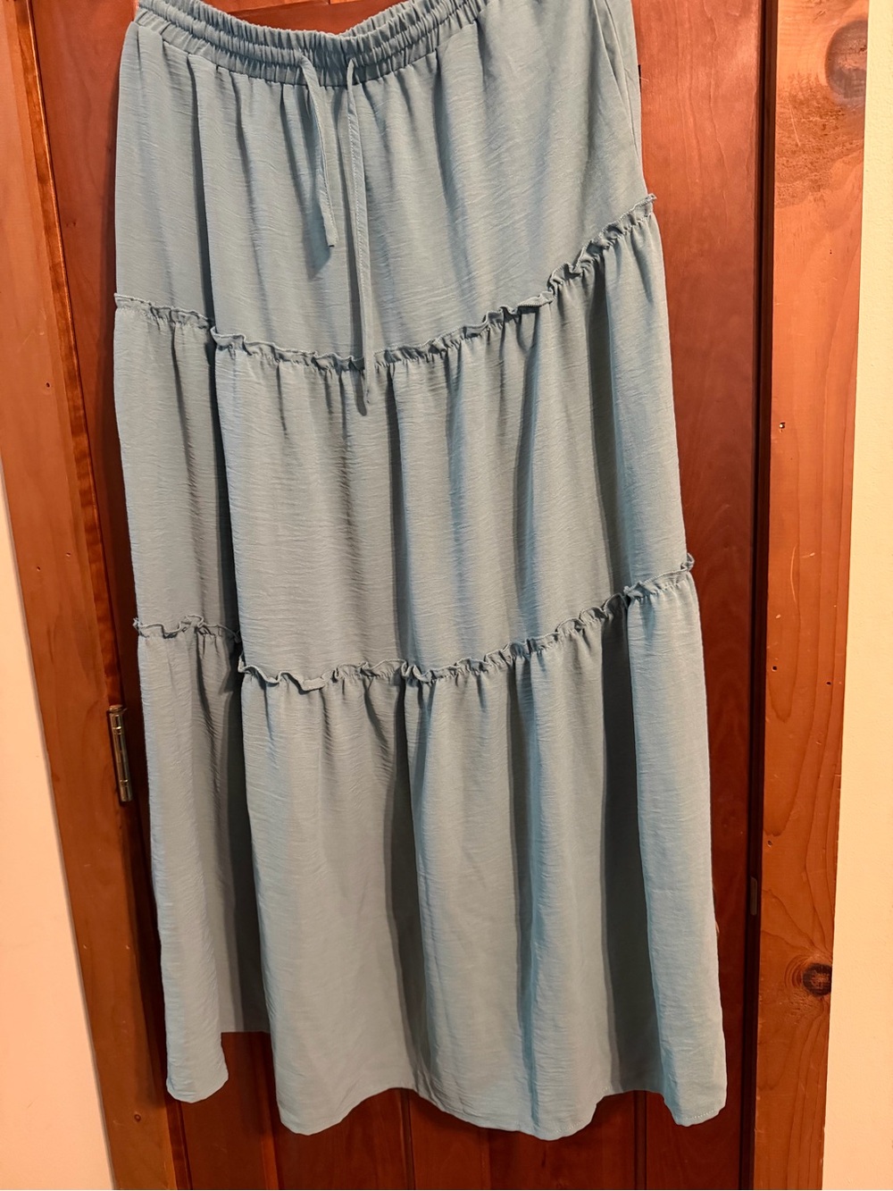 Tiered Maxi Skirt - Light Blue-Gray